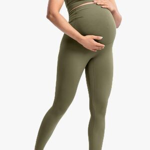 Poshdivah Medium Maternity Leggings Active Lounge Wear Olive Green
